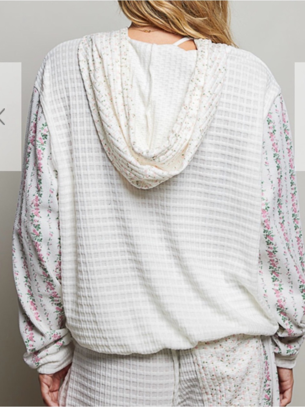 POL Cream Floral Waffle-Knit Hoodie - Picture 4 of 6